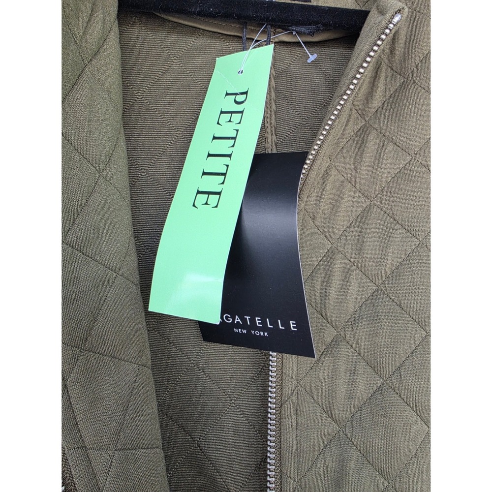 Bagatelle New York Olive Green Quilted Zip Front Jacket Womens XLP Petite NWT - Picture 4 of 9